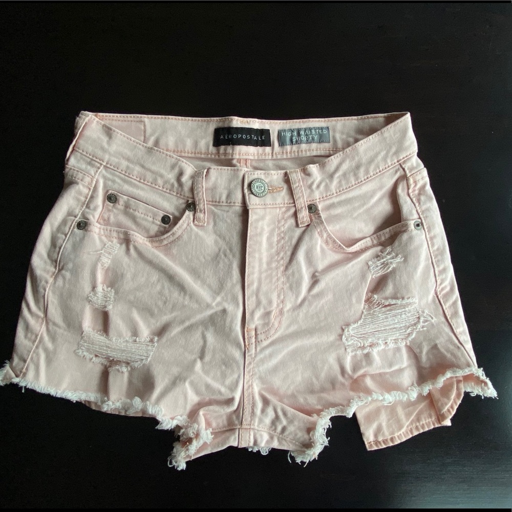 Aeropostale High-Waisted Pink Denim Shorty Shorts